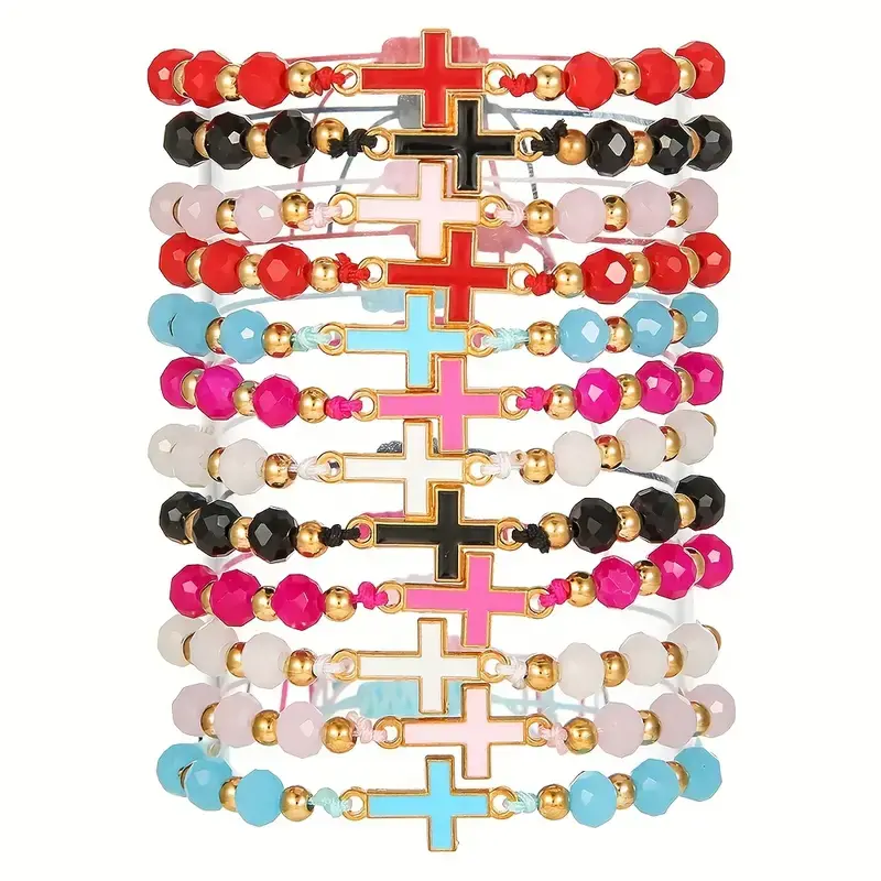 Thumbnail: Cross Charm Beaded Bracelet