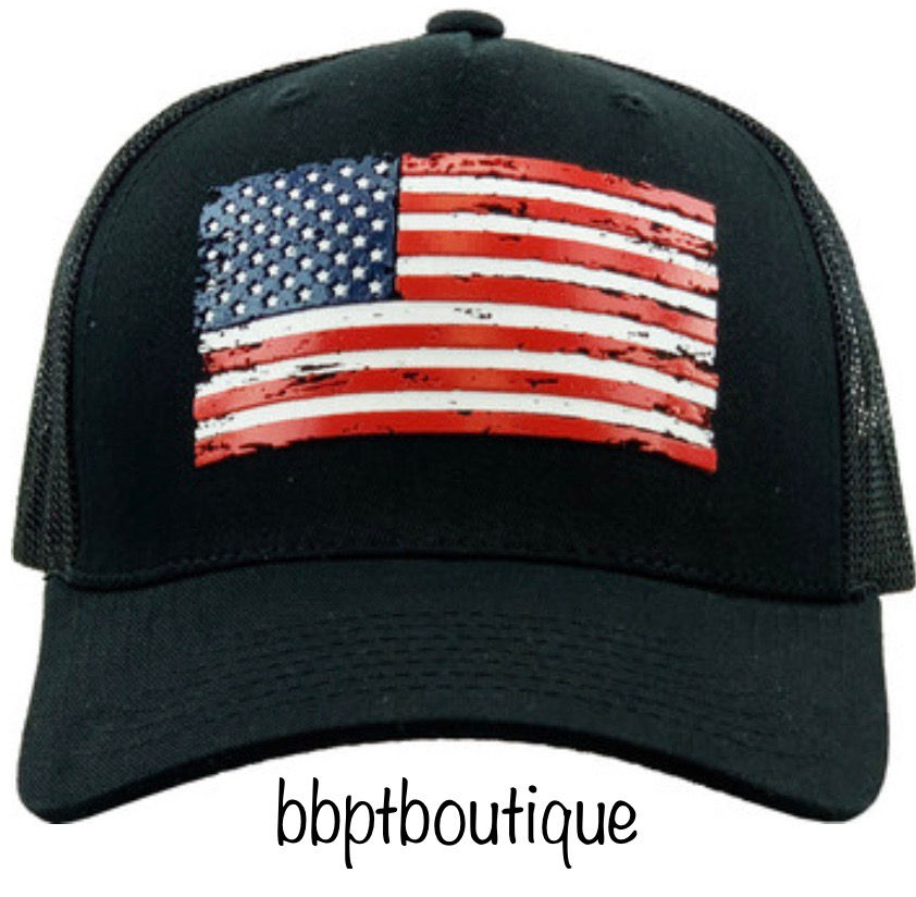 Thumbnail: American Flag Mesh Back Trucker Hat 