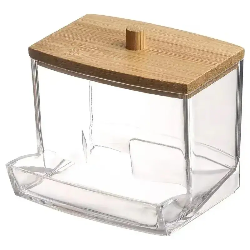 Thumbnail: Cotton Swab Storage Box Double Head Cotton Buds Container Transparent Square Bam