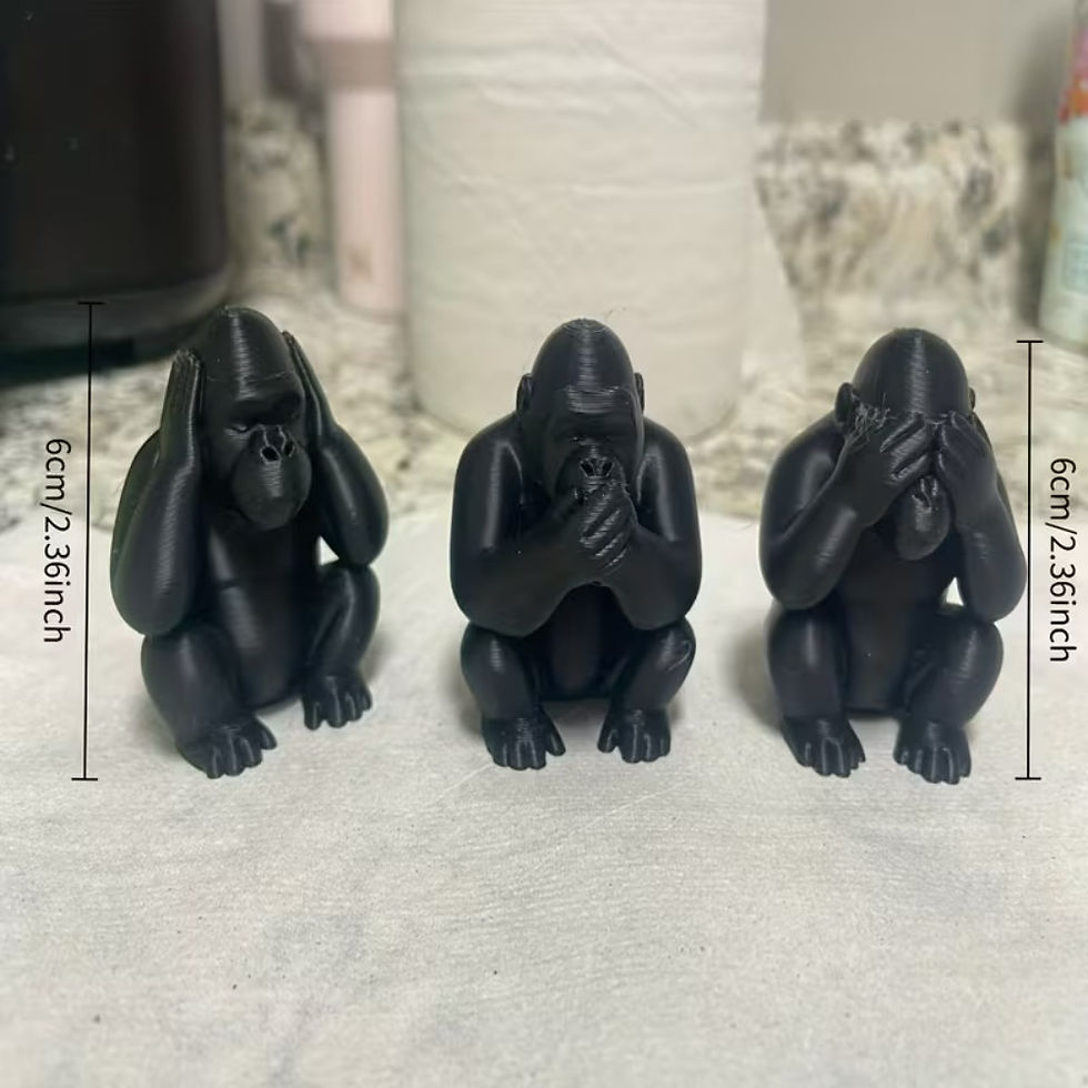 Thumbnail: 3-Piece Set of New Three-Monkey Statues, in a Half-Squatting Position with Each 