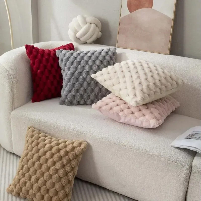 Thumbnail: 1pcs Pineapple Grid Turtle Pattern 3D Soft Plush Throw Pillowcase,Cream White Fo