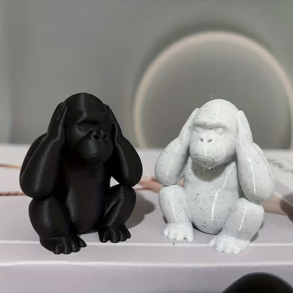 Thumbnail: 3-Piece Set of New Three-Monkey Statues, in a Half-Squatting Position with Each 