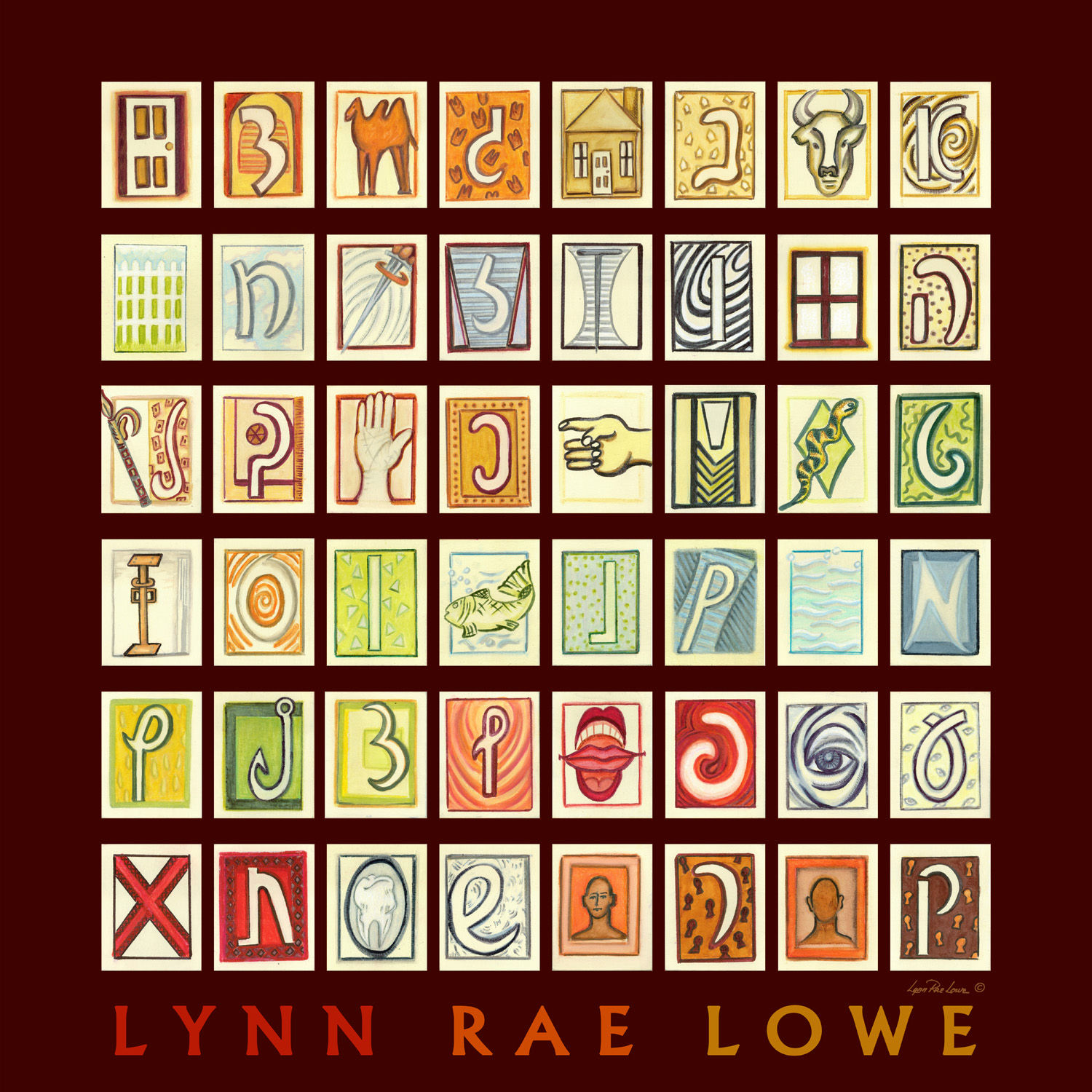 Traditional Symbols, Cursive Aleph Bet Fine Art Print