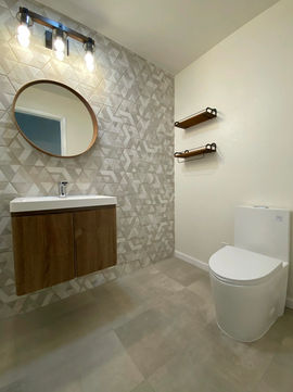 Modern Scandinavian-Inspired Hallway Bathroom, Cupertino, CA