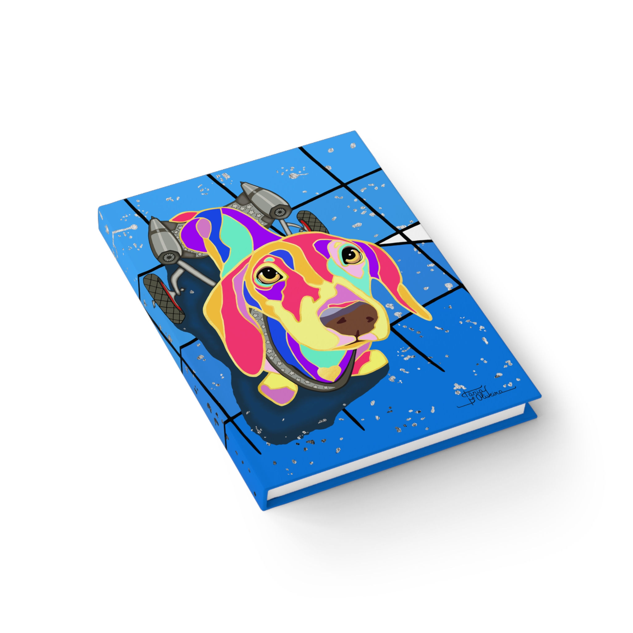 BLUE DACHSHUND DOXIE Hardcover Journal With Ruled Line