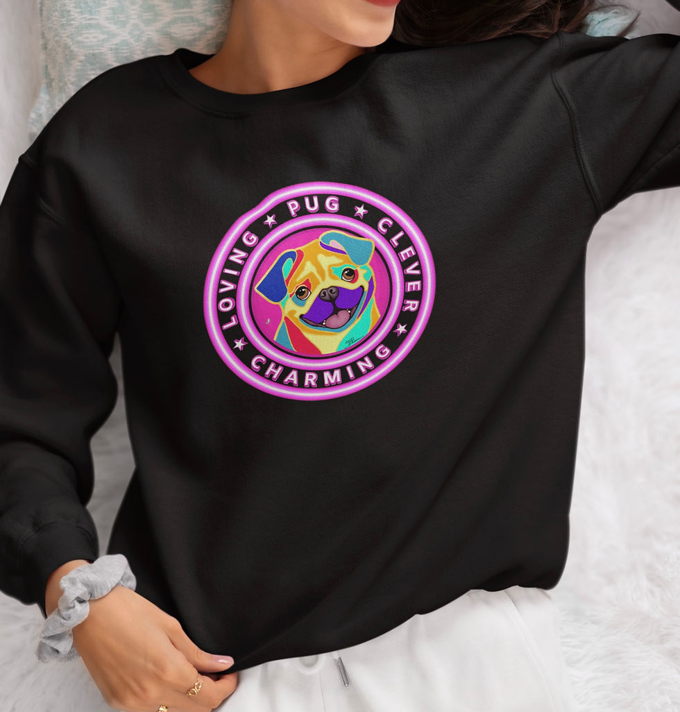 Thumbnail: Pug Sweatshirt: Colorful Dog Lover Crewneck