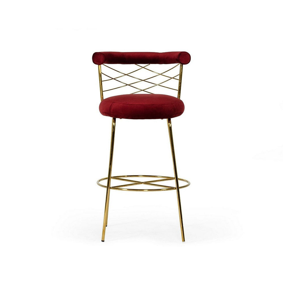 Thumbnail: Cid 30 Inch Modern Fabric Bar Stool with Footrest, Low Open Backrest, Red