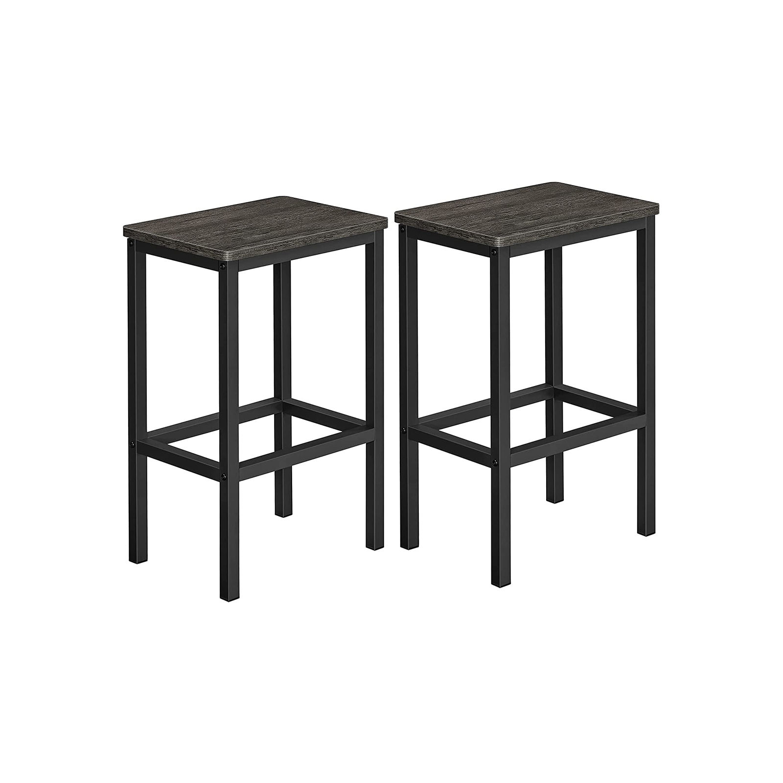 Set of 2 Charcoal Gray & Black Bar Stools