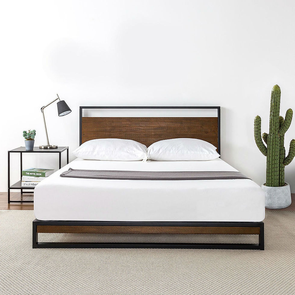 Thumbnail: Twin size Metal Wood Platform Bed Frame with Headboard