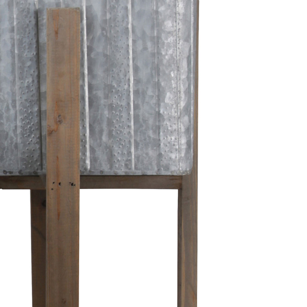 Thumbnail: 3 Piece Square Vented Design Metal Planters with Copper Rim, Gray and Brown