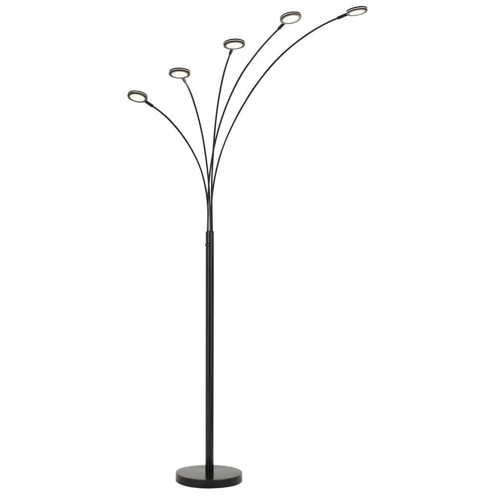 Metal Arc Floor Lamp with Integrated LED Light, Brown