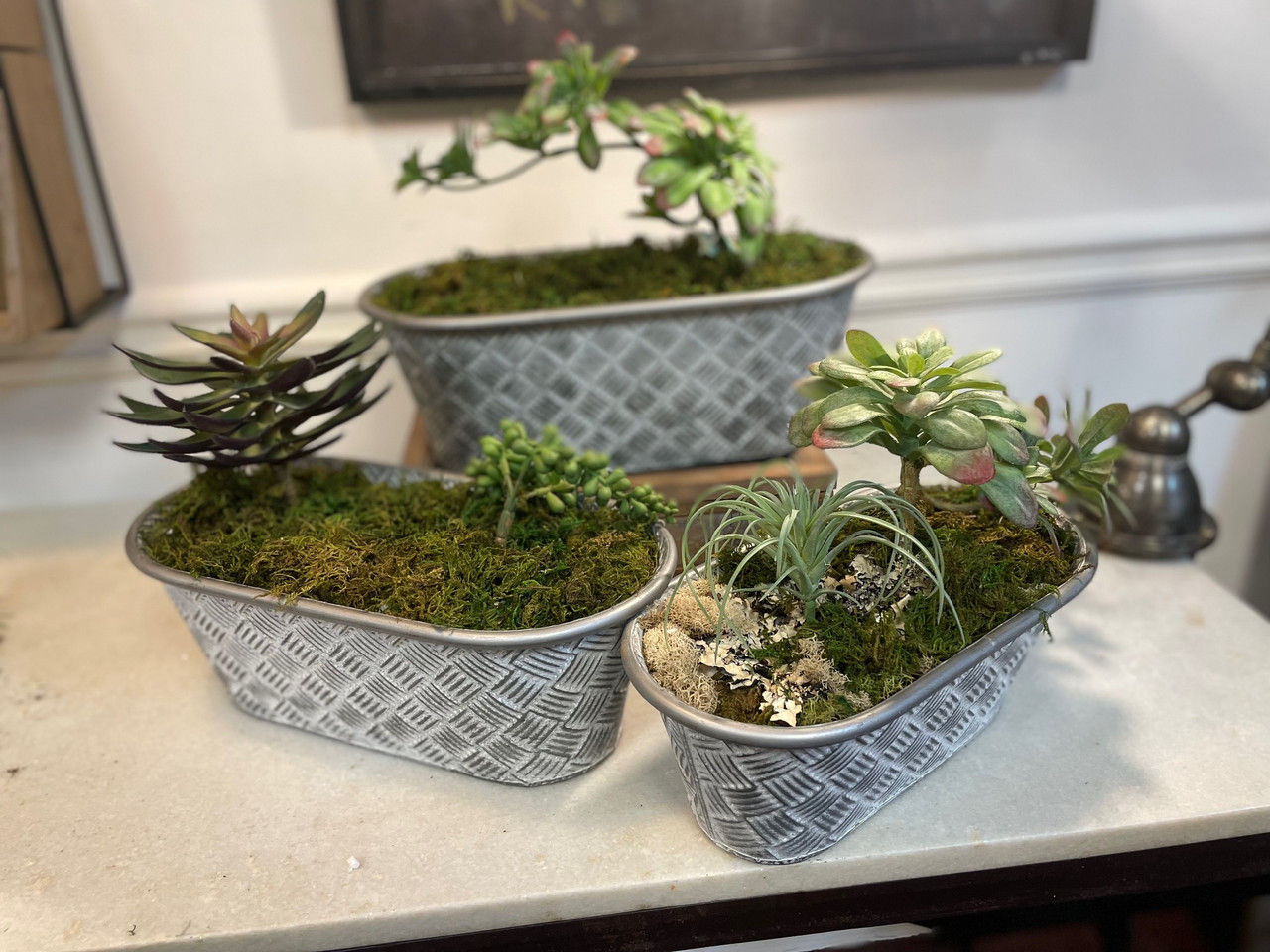 Set of 3, Oval Basketweave Planters