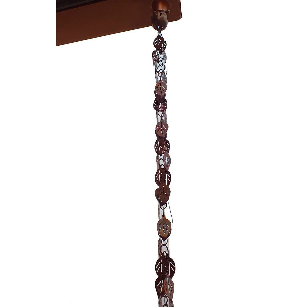 Thumbnail: Pure Copper 8.5 Ft Leaves Rain Chain Rainwater Downspout