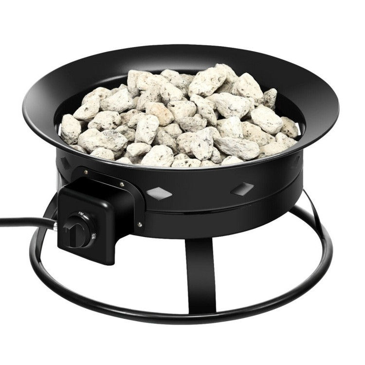 Thumbnail: Portable Outdoor Black Metal Propane Fire Pit with Cover and Carry Kit