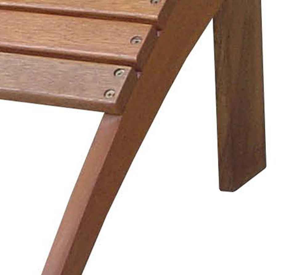 Thumbnail: Arched Wooden Ottoman with Slatted Design and straight Legs,Teak Brown