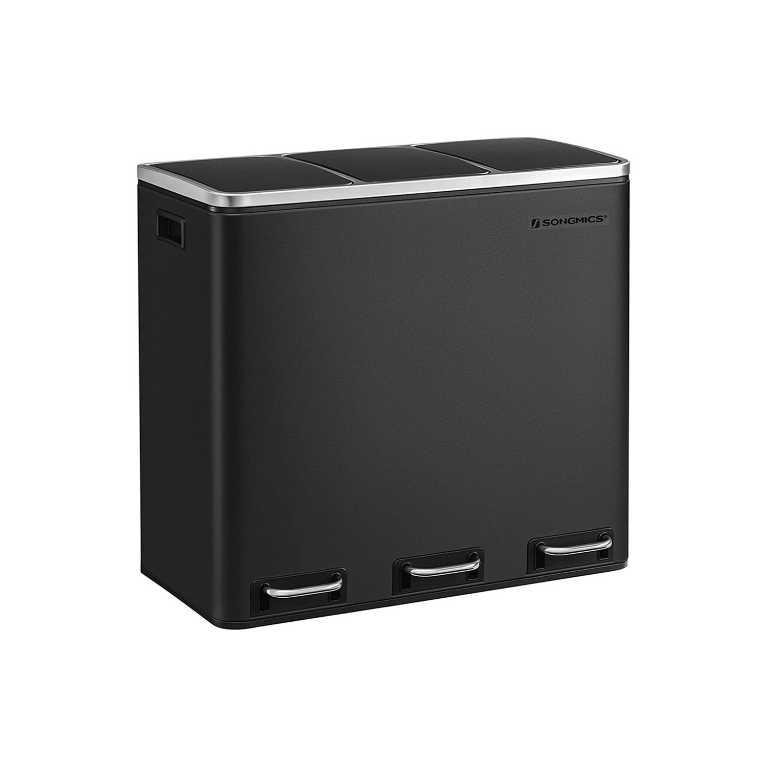Trash Can with 3 Compartments Black