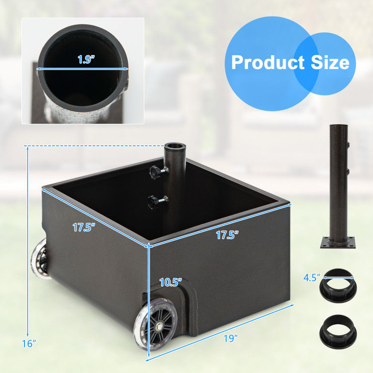 Thumbnail: 150 Pounds Patio Umbrella Base Stand Wheels Planter Outdoor