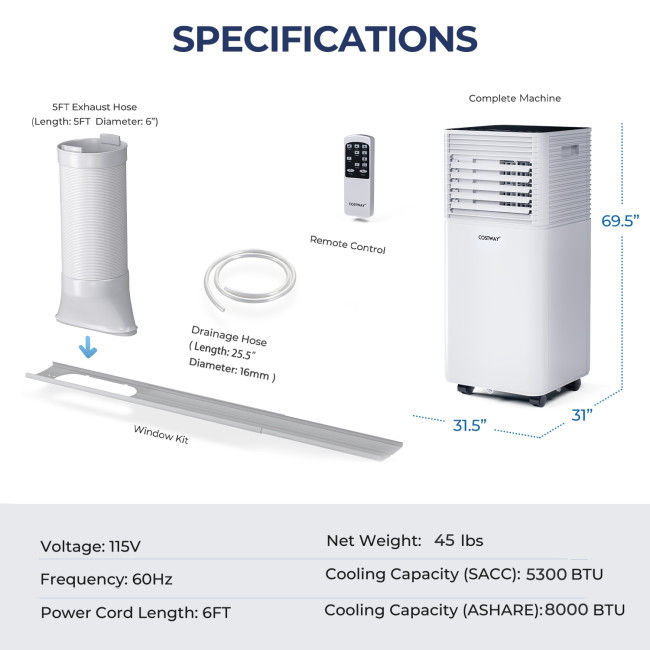 Thumbnail: 8000 BTU 3-in-1 Air Cooler with Dehumidifier and Fan Mode-Black