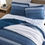 Thumbnail: King/Twin/Queen-Full Size Coastal Blue Stripe Reversible Cotton Quilt Set
