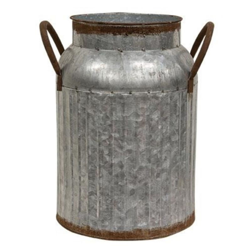 Distressed Metal Ribbed Milk Can