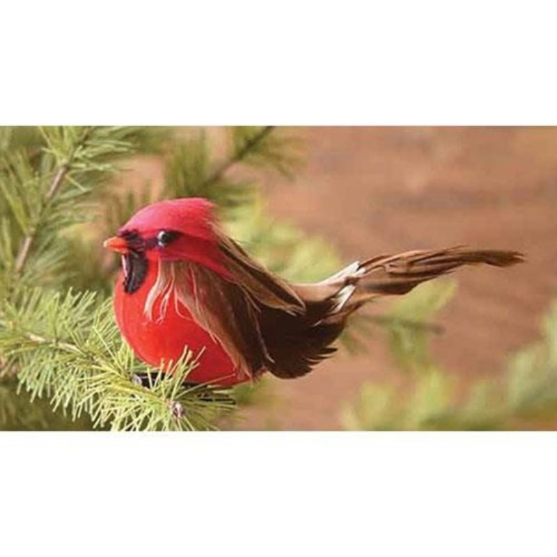 *Feather Chickadee on clip Red/Brown