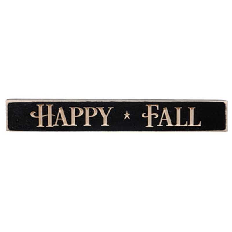 Happy Fall Engraved Block Black - 12"