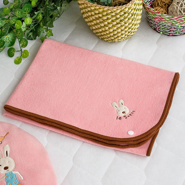 Thumbnail: [Sugar Rabbit - Round Pink02] Blanket Pillow Cushion / Travel Pillow Blanket