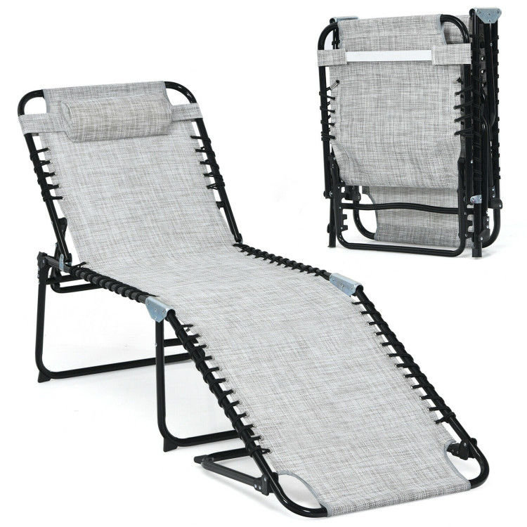 Thumbnail: Foldable Recline Lounge Chair with Adjustable Backrest and Footrest