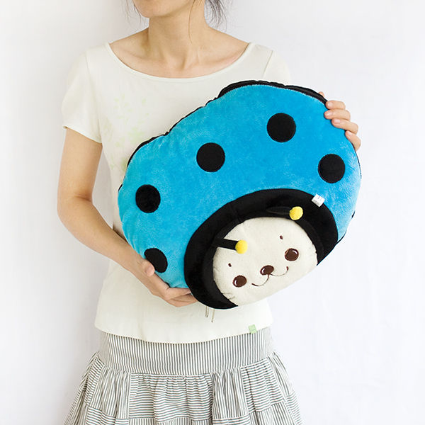 Thumbnail: [Sirotan - Ladybug Blue] Blanket Pillow Cushion / Travel Pillow Blanket