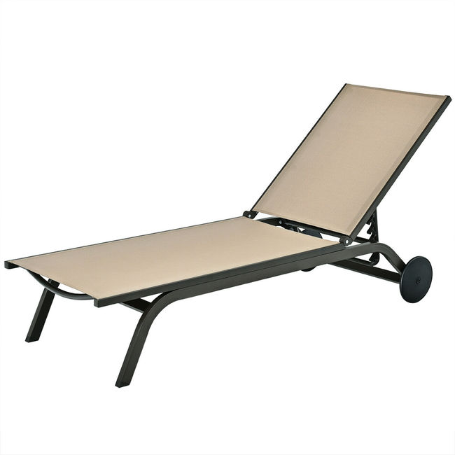 Aluminum Fabric Outdoor Patio Lounge Chair with Adjustable Reclining