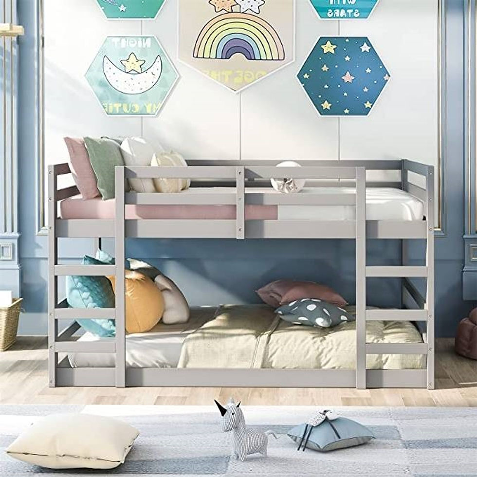 Thumbnail: Full over Full Modern Low Profile Bunk Bed in Grey Wood Finish