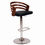 Thumbnail: Open Wooden Back Faux Leather Barstool with Pedestal Base
