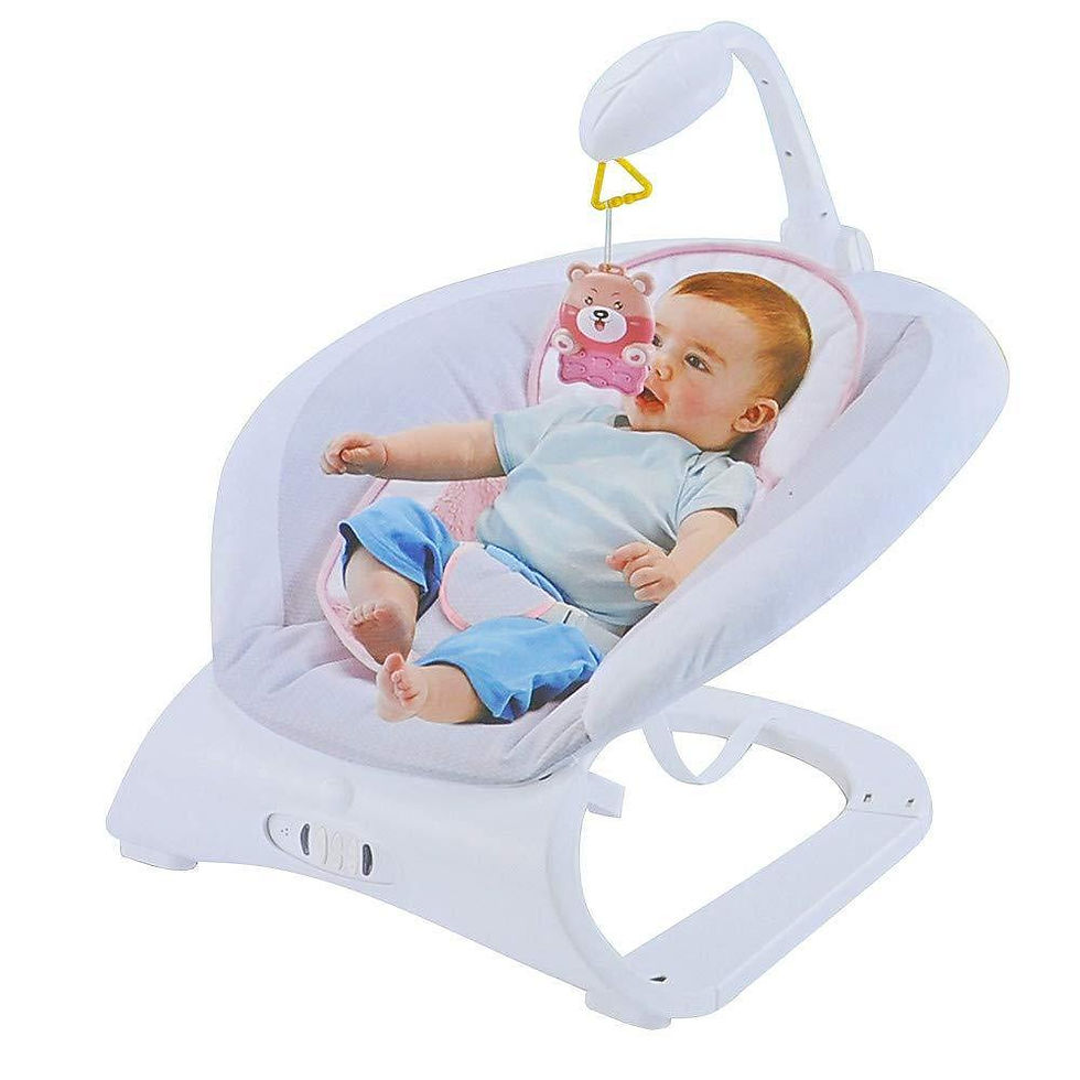 Thumbnail: Baby Contrast Bouncer with Vibrating Seat Baby Rocker Sleeper, Pink
