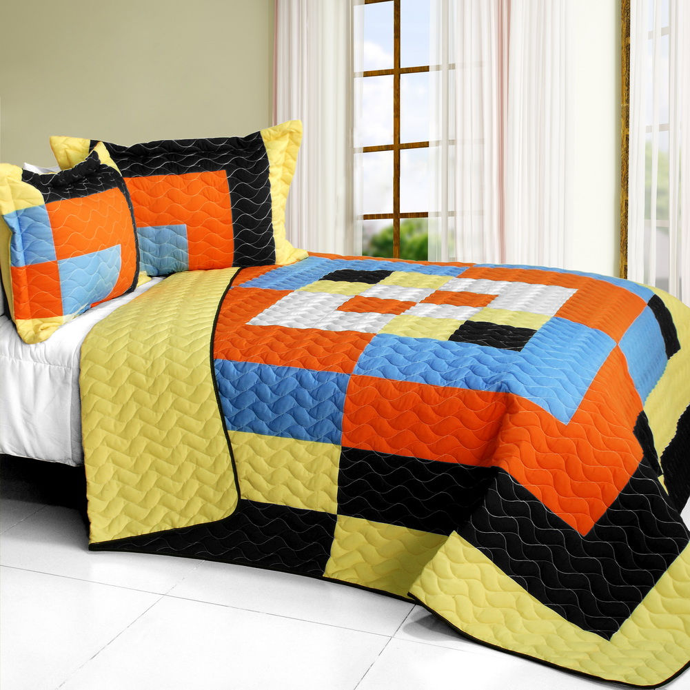 Twilight Romance 3PC Vermicelli - Quilted Patchwork Quilt Set (Full/Queen Size)