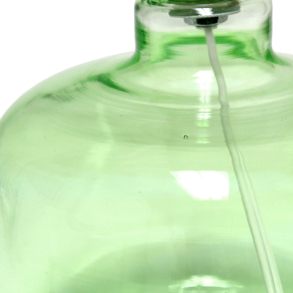 Thumbnail: Glass Table Lamp with Fabric Shade, Green and White