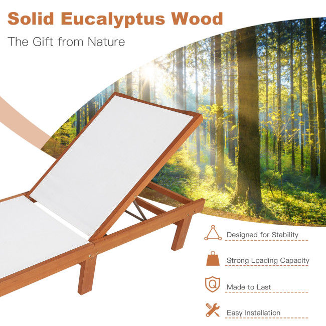 Thumbnail: Solid Wood Back Adjustable Patio Lounge Chair