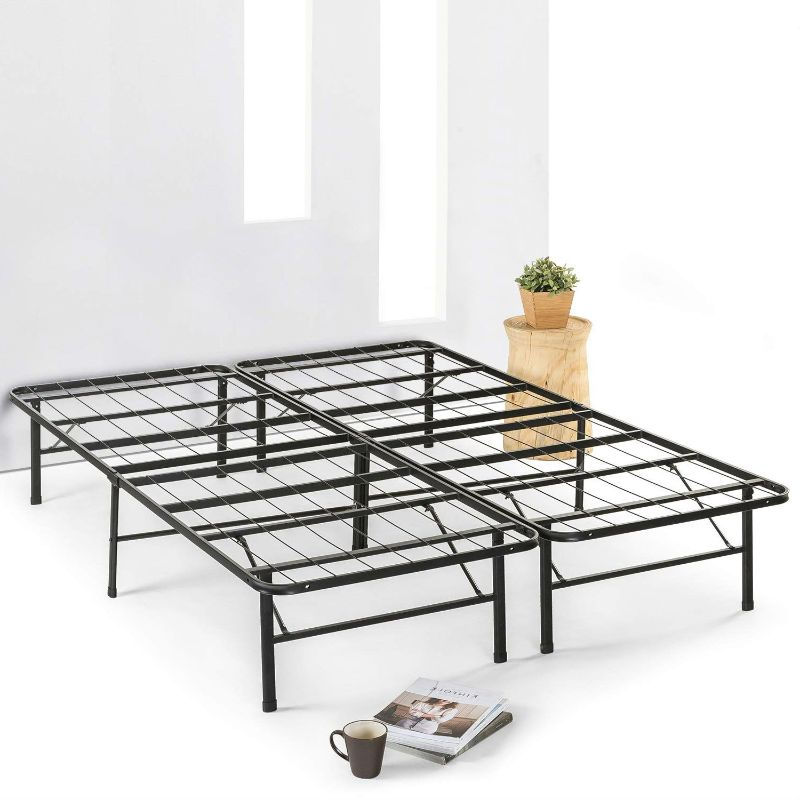 Thumbnail: Queen size Folding Sturdy Metal Platform Bed Frame with Storage Space