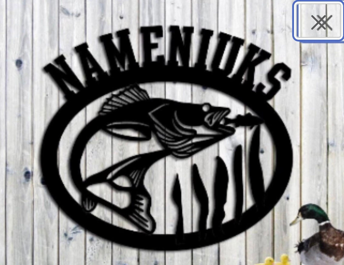 Walleye Fish Lake Personalized Name Only Custom Metal Sign - Steel Sign - (23w