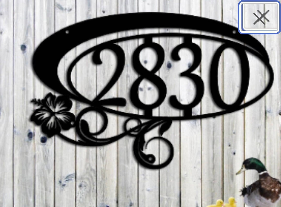 Hibiscus Flower Address Custom Metal Sign 4 numbers