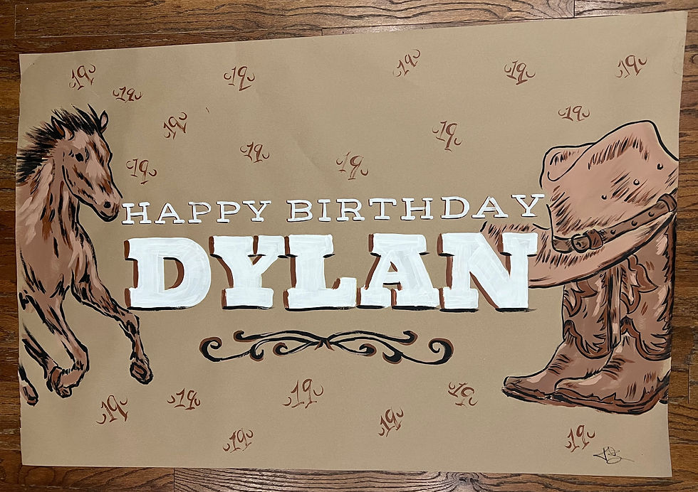 Hand-Painted Western Birthday Banner with Horse and Cowboy Boots