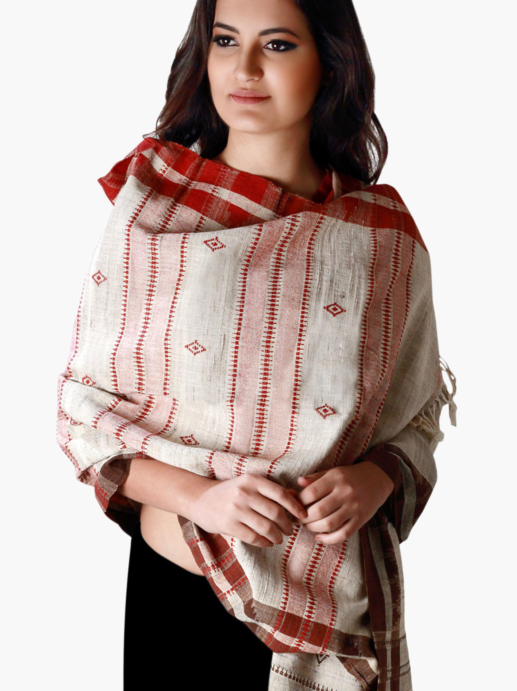 Diamonds & Rust, Pure Tussar Silk & Cotton, Tiedye, Veg Dyed Shawl - Handloom