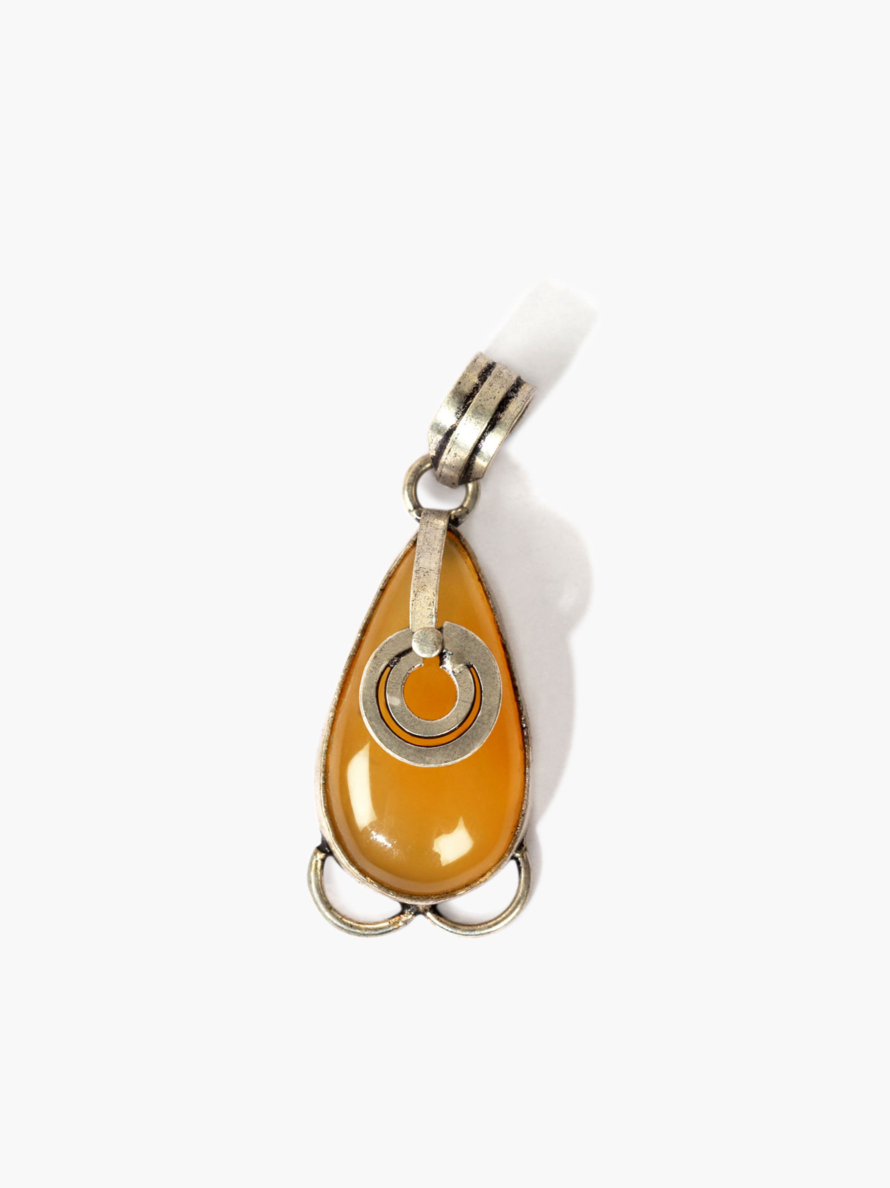 Yellow Agate Pendant inlaid in Oxidized German Silver