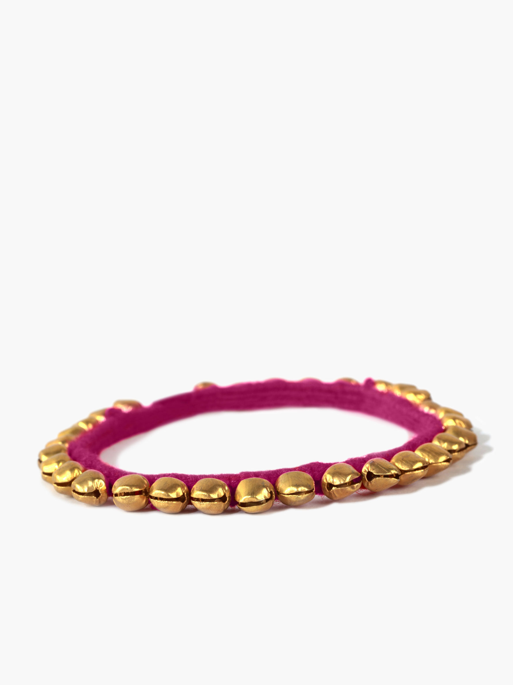 Handmade Cotton Threaded Funky Anklets with Pink & Gold Bells