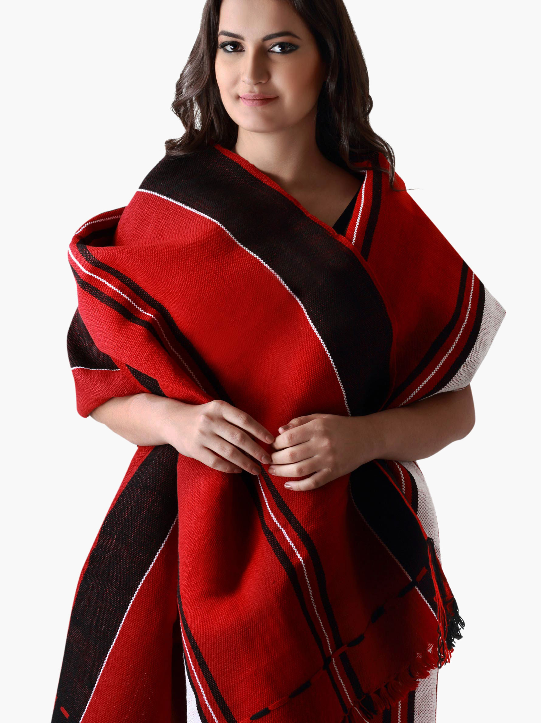 Tassled Pure Cotton Loin-loom, Handwoven Naga Shawl