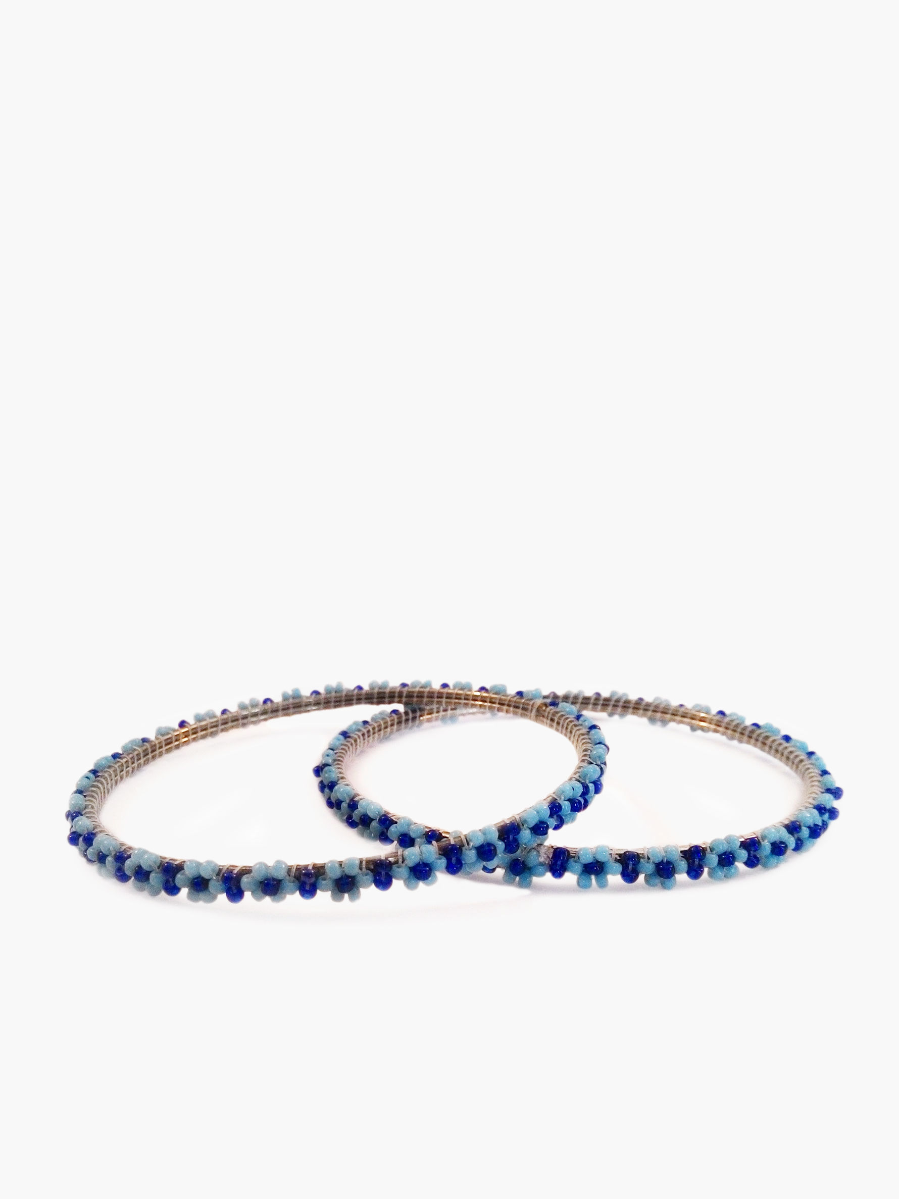 Handblown Glass Beads, Primroses Aqua Blue Bangles