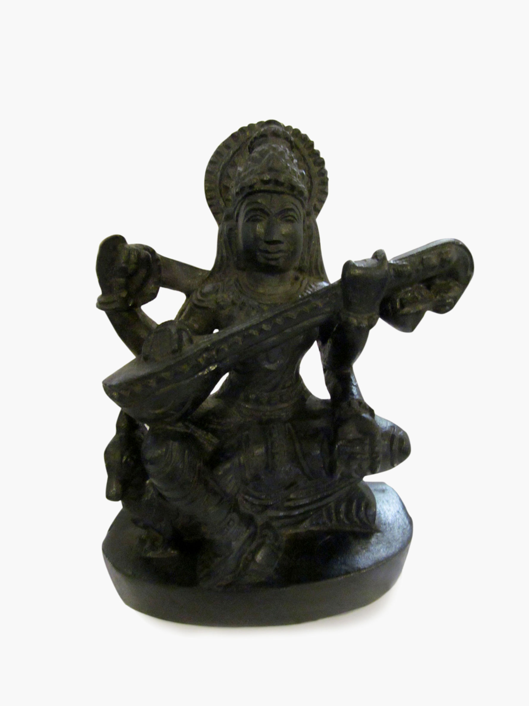 Blessed Goddess Saraswati, Sringeri Shrine Idol. In Krishnashila Black temple stoneBestower of Wisdom & Learning