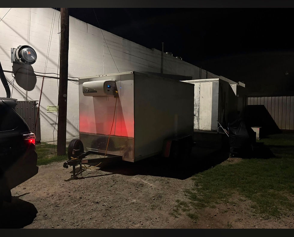 Professional mobile refrigerated trailer parked in an industrial area