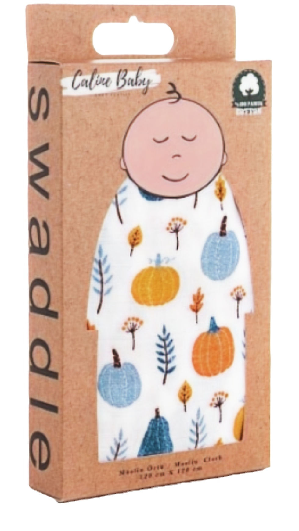 White Colour Swaddles with Patterns-Pamkin-Blue