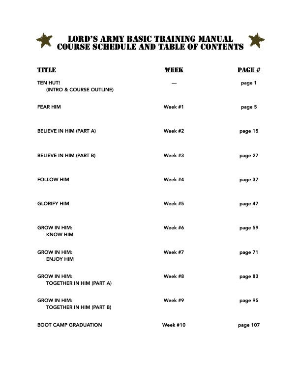 Thumbnail: Lord's Army: Basic Training Manual Table of Contents