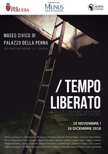 Locandina mostra "Tempo Liberato" a Palazzo della Penna di Perugia